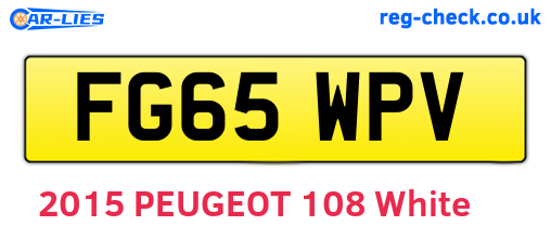 FG65WPV are the vehicle registration plates.