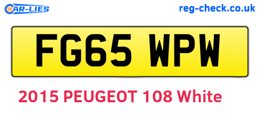 FG65WPW are the vehicle registration plates.