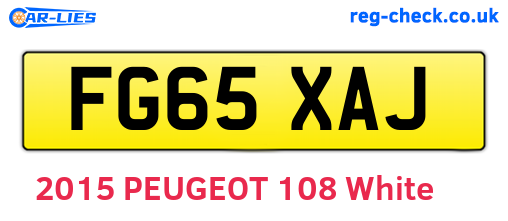 FG65XAJ are the vehicle registration plates.