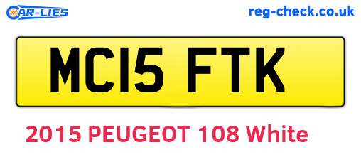 MC15FTK are the vehicle registration plates.