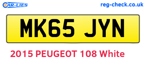 MK65JYN are the vehicle registration plates.