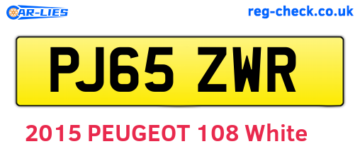 PJ65ZWR are the vehicle registration plates.