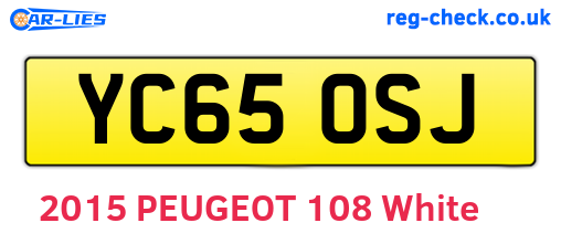 YC65OSJ are the vehicle registration plates.