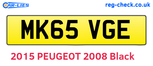 MK65VGE are the vehicle registration plates.