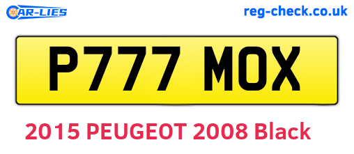 P777MOX are the vehicle registration plates.