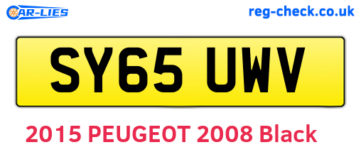 SY65UWV are the vehicle registration plates.