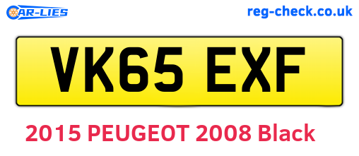 VK65EXF are the vehicle registration plates.