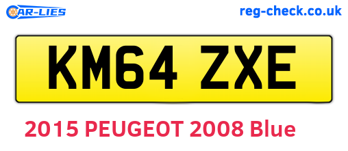 KM64ZXE are the vehicle registration plates.