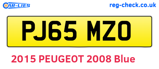 PJ65MZO are the vehicle registration plates.