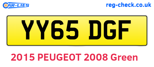 YY65DGF are the vehicle registration plates.