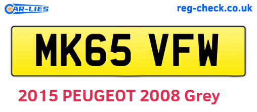 MK65VFW are the vehicle registration plates.