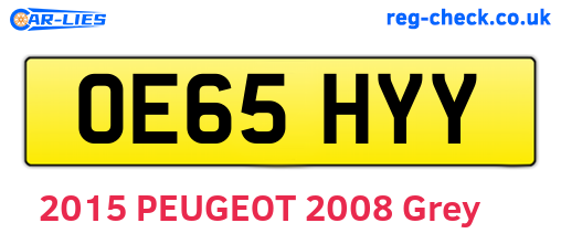 OE65HYY are the vehicle registration plates.