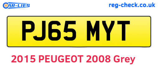 PJ65MYT are the vehicle registration plates.