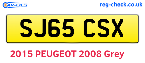 SJ65CSX are the vehicle registration plates.