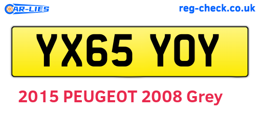 YX65YOY are the vehicle registration plates.