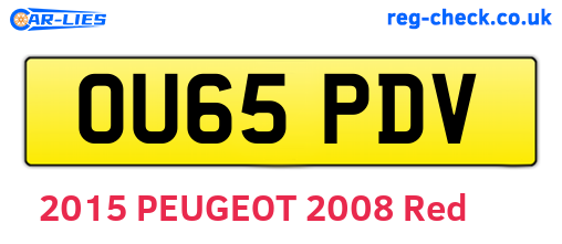 OU65PDV are the vehicle registration plates.