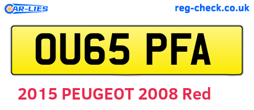 OU65PFA are the vehicle registration plates.