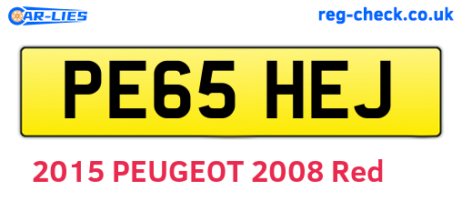 PE65HEJ are the vehicle registration plates.