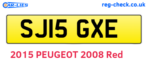 SJ15GXE are the vehicle registration plates.