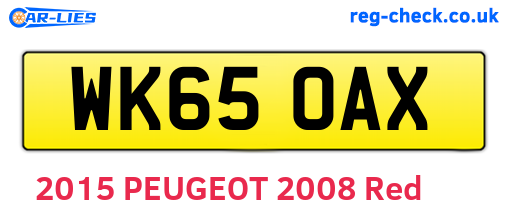 WK65OAX are the vehicle registration plates.