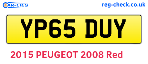 YP65DUY are the vehicle registration plates.