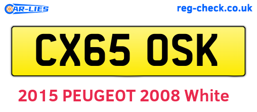 CX65OSK are the vehicle registration plates.