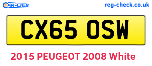 CX65OSW are the vehicle registration plates.