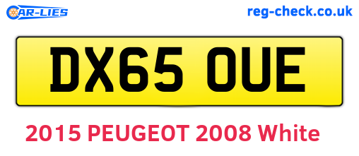 DX65OUE are the vehicle registration plates.