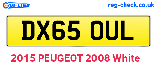 DX65OUL are the vehicle registration plates.