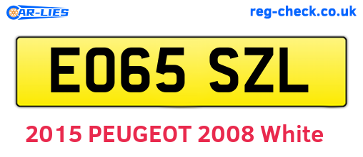 EO65SZL are the vehicle registration plates.