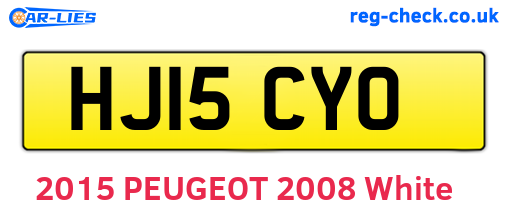 HJ15CYO are the vehicle registration plates.
