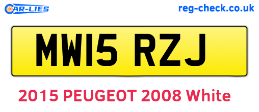MW15RZJ are the vehicle registration plates.