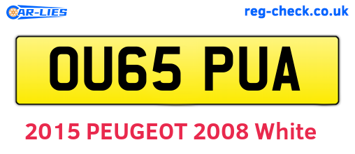 OU65PUA are the vehicle registration plates.