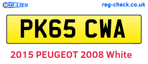 PK65CWA are the vehicle registration plates.