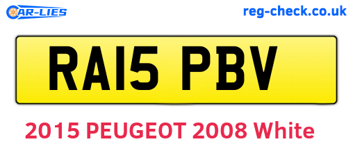 RA15PBV are the vehicle registration plates.