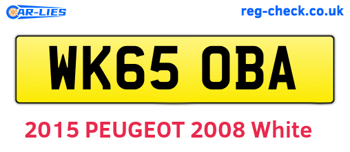 WK65OBA are the vehicle registration plates.