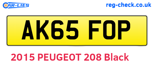 AK65FOP are the vehicle registration plates.