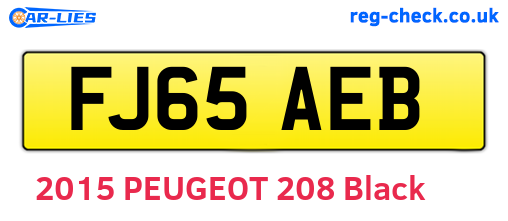 FJ65AEB are the vehicle registration plates.