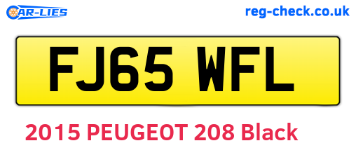 FJ65WFL are the vehicle registration plates.