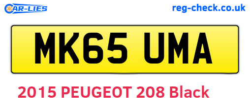 MK65UMA are the vehicle registration plates.