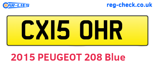 CX15OHR are the vehicle registration plates.
