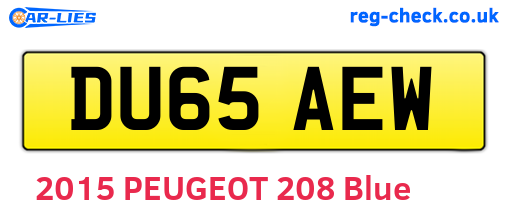 DU65AEW are the vehicle registration plates.