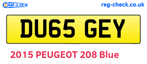 DU65GEY are the vehicle registration plates.