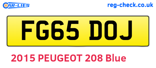 FG65DOJ are the vehicle registration plates.