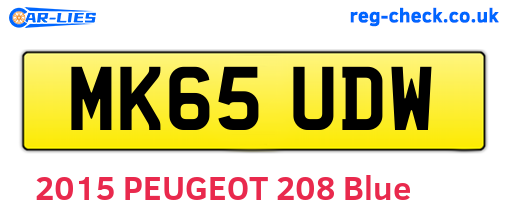 MK65UDW are the vehicle registration plates.