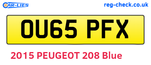 OU65PFX are the vehicle registration plates.