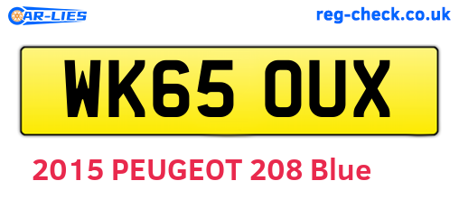 WK65OUX are the vehicle registration plates.