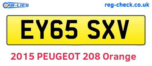 EY65SXV are the vehicle registration plates.