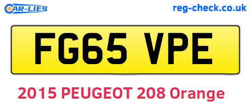 FG65VPE are the vehicle registration plates.