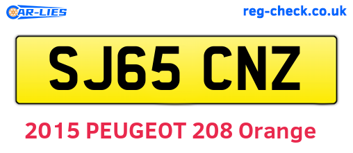 SJ65CNZ are the vehicle registration plates.